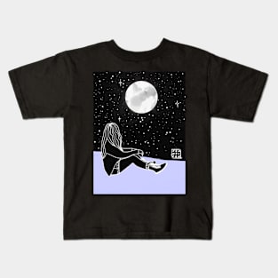 Girl And The Moon Kids T-Shirt